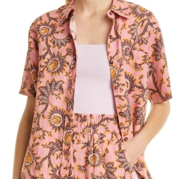 Alc sterling button up shirt in pink orange new no tags - Picture 2 of 8